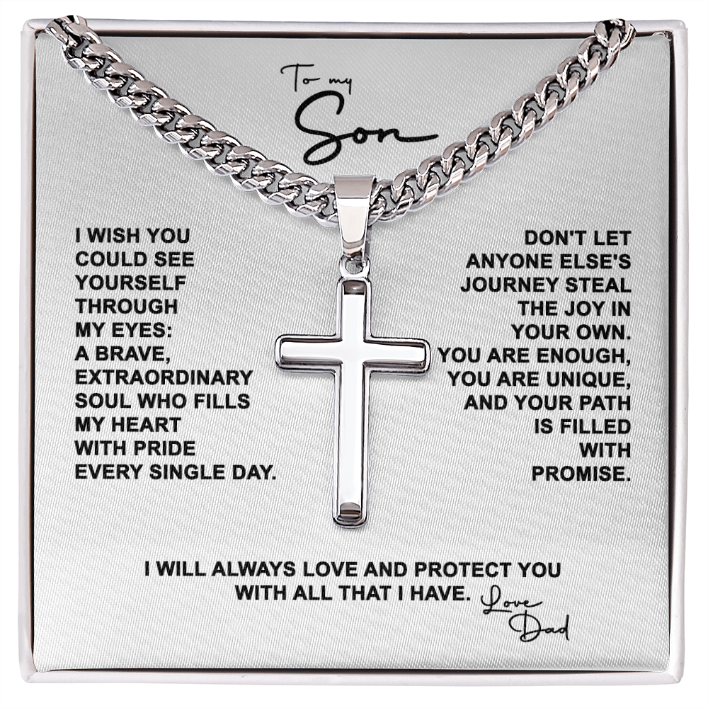 To My Son - Artisan Cross on Cuban Link Chain