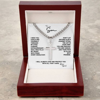 To My Son - Artisan Cross on Cuban Link Chain