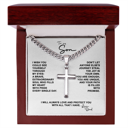 To My Son - Artisan Cross on Cuban Link Chain
