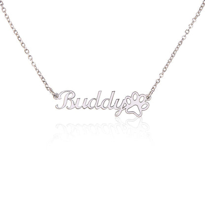 Pet Paw Name Necklace