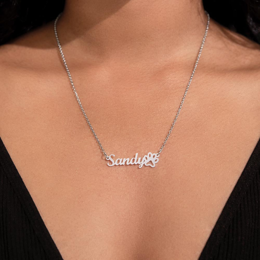 Pet Paw Name Necklace